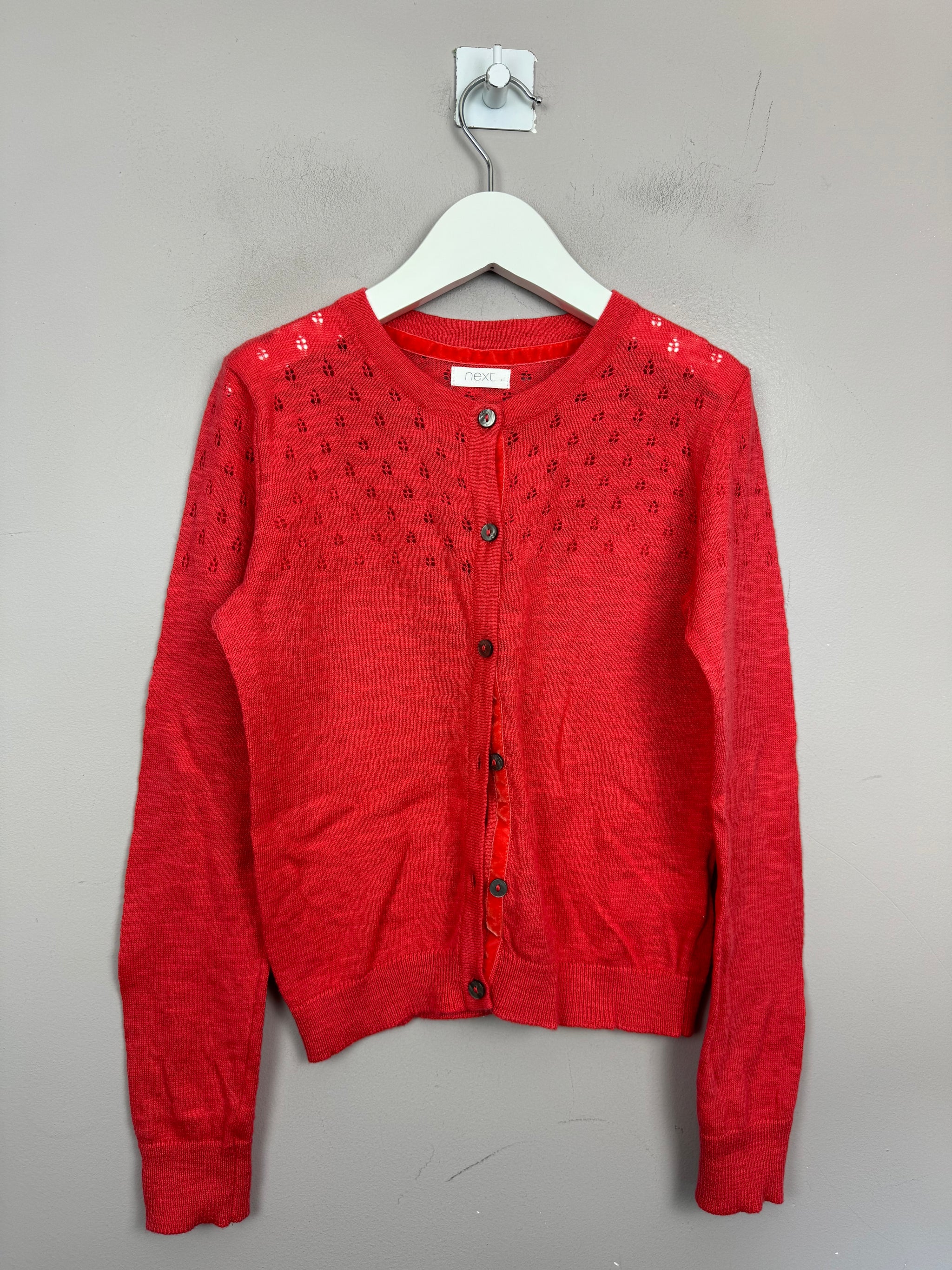 Next red pointelle cardigan 8y