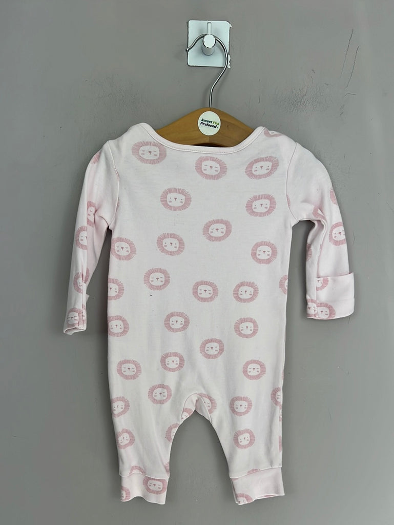 Little White Company pink lion print footless sleepsuit 0-3m - Sweet Pea Preloved