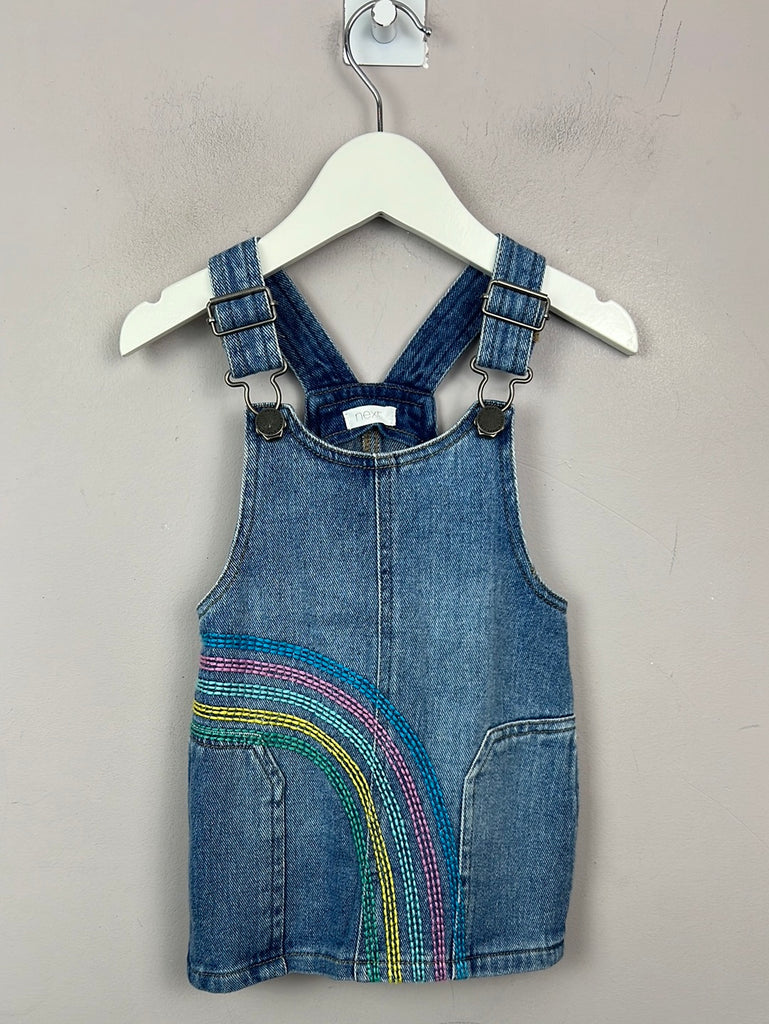 Preloved baby Next rainbow embroidered denim dress 