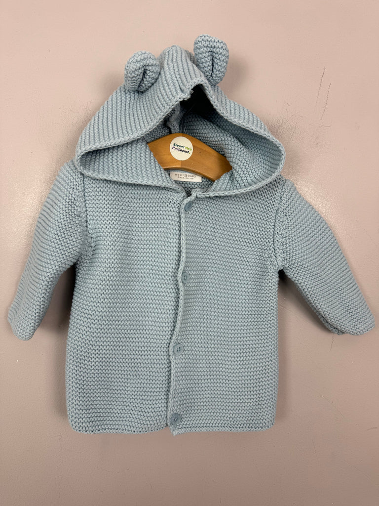 Next pale Blue Hooded Cardigan 0-3m -Sweet Pea Preloved Clothes