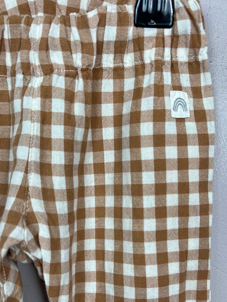 Secondhand baby Lindex tan check trousers 1-2m