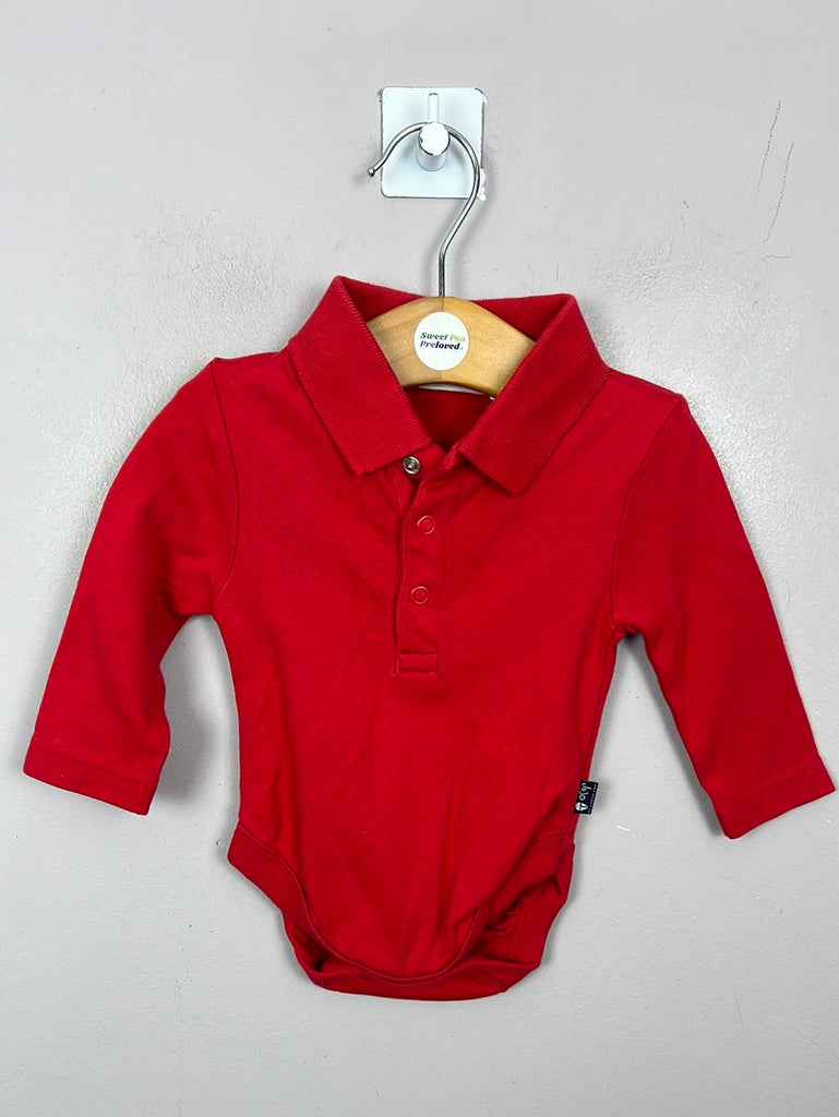 Preloved Jojo Maman Bebe Red Polo Bodysuit 0-3m
