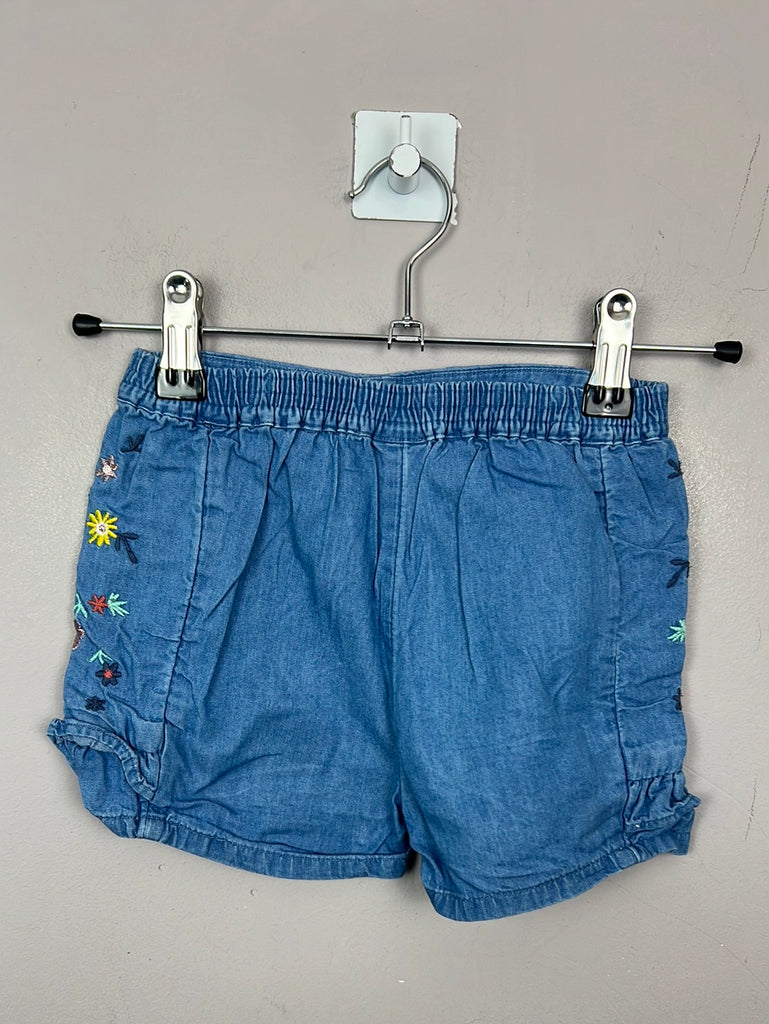 Preloved kids M&S chambray embroidered shorts 18-24m