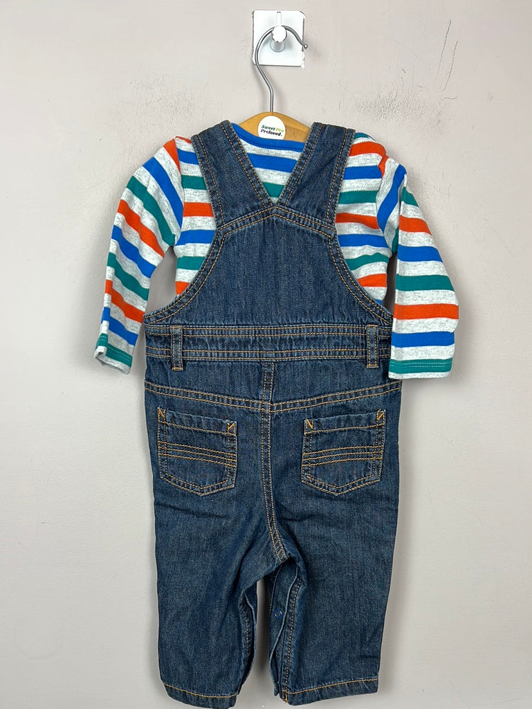 Pre loved baby M&S Dark wash denim dungarees set 3-6m