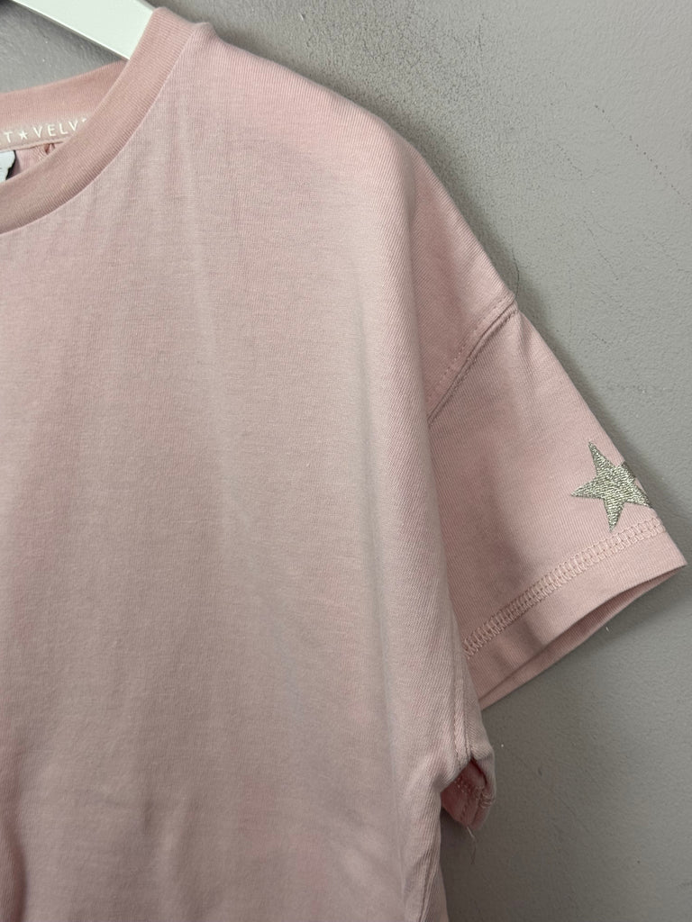 Pre Loved Kids Mint Velvet Pink star sleeve t-shirt 9y