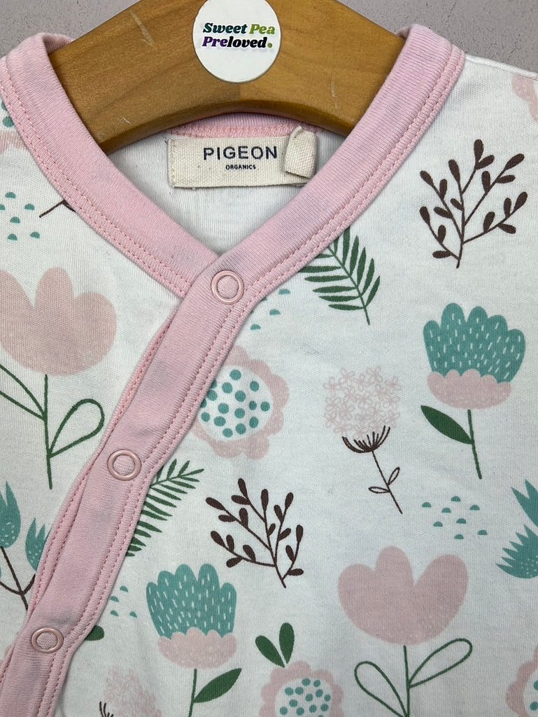Pre Loved Baby Pigeon Organics Ivory Tulips kimono Sleepsuit 0-3m