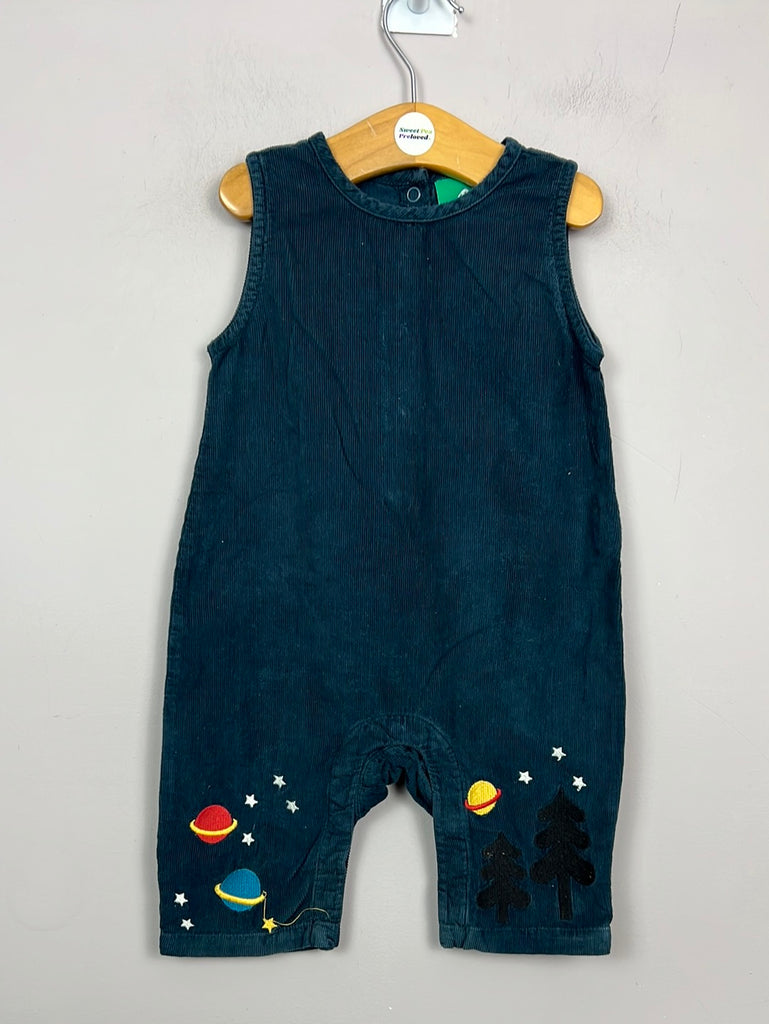 Secondhand baby Little Green Radicals navy space cord dungarees 9-12m