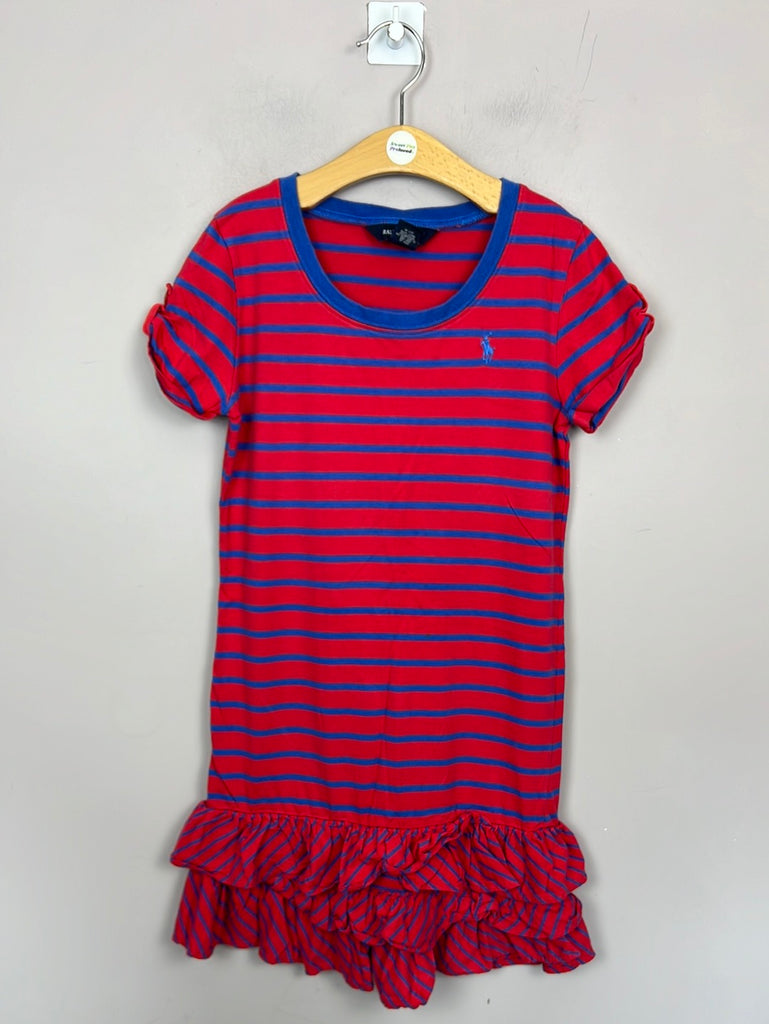 Preloved girls Ralph Lauren Red stripe jersey dress 8-10y