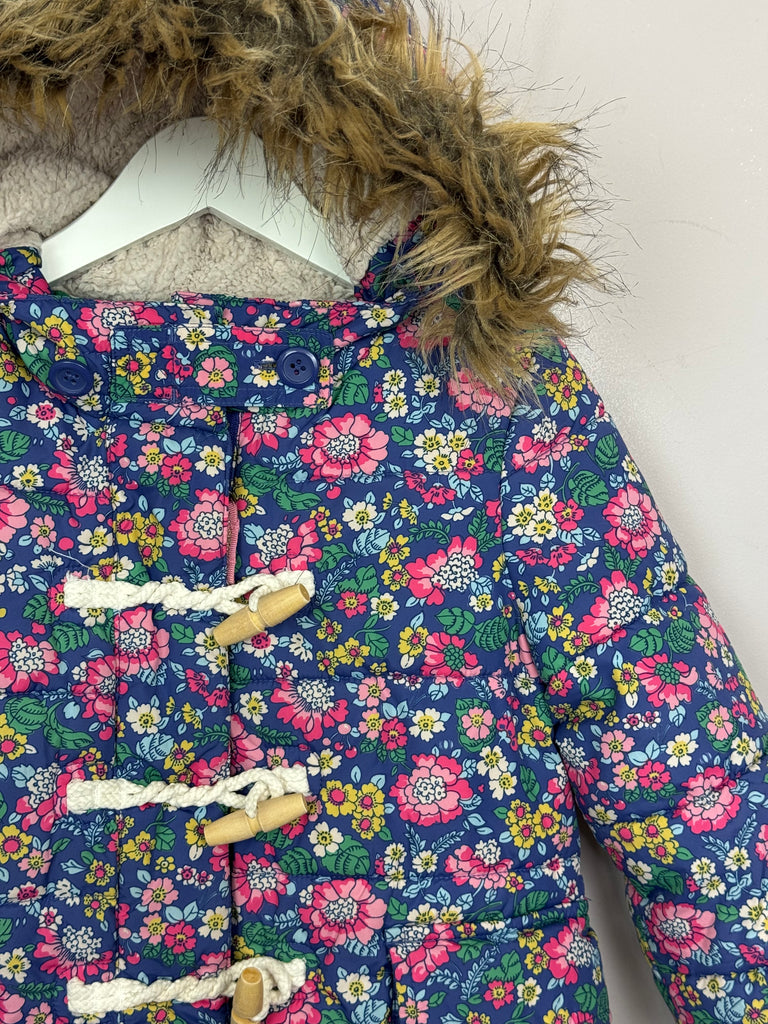 preloved kids Boden Navy Floral Padded Coat 2-3y