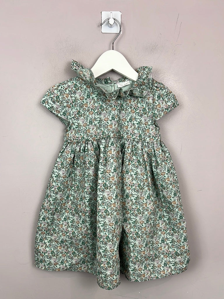 Preloved childrens Next mint floral ruffle collar dress 18-24m