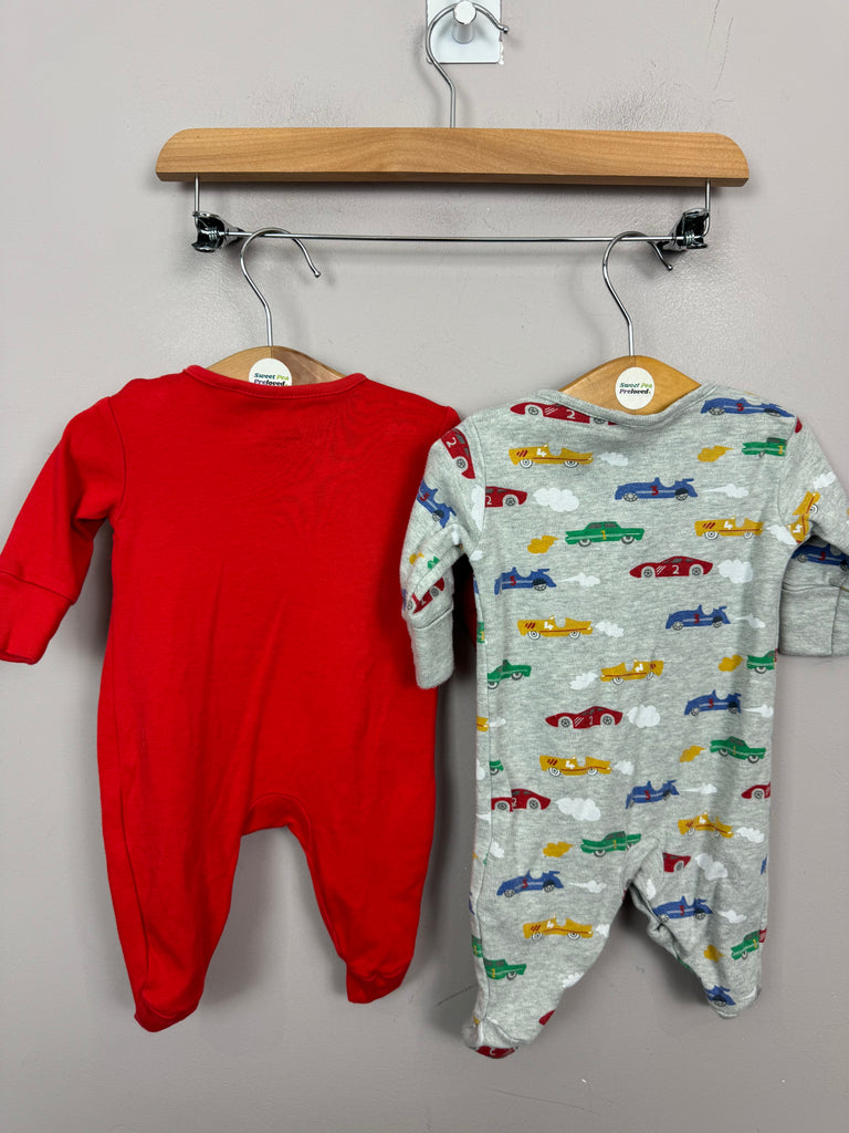 Secondhand baby Next Racing cars sleepsuits First Size