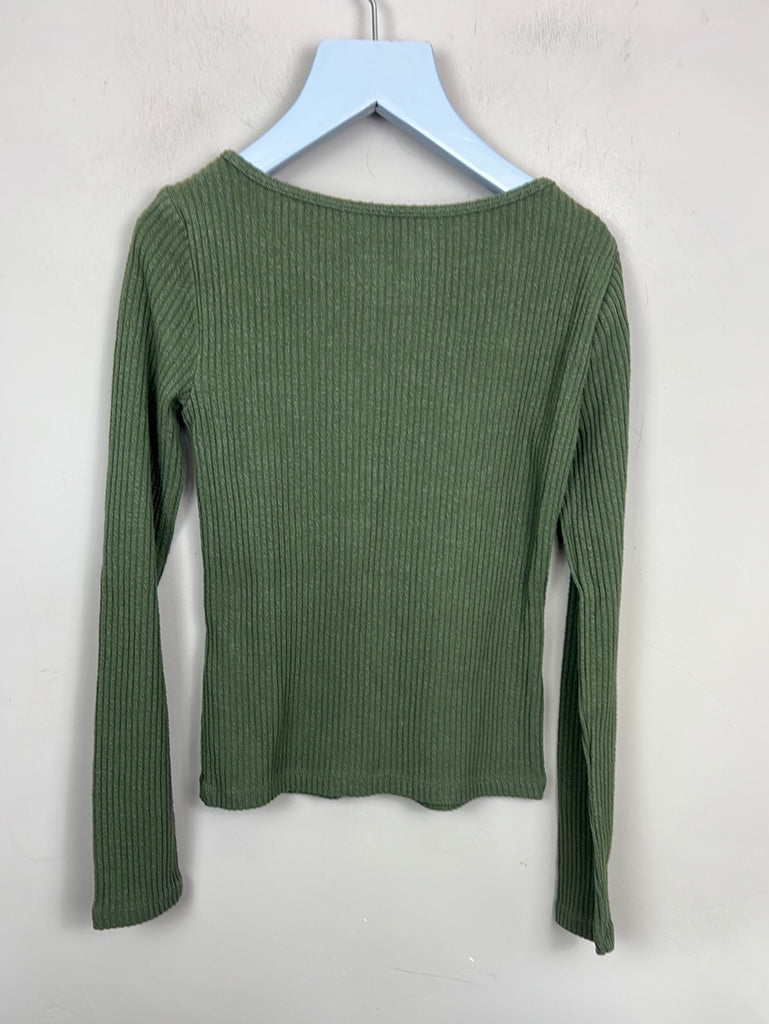 Secondhand kids Abercrombie khaki ribbed top 7-8y