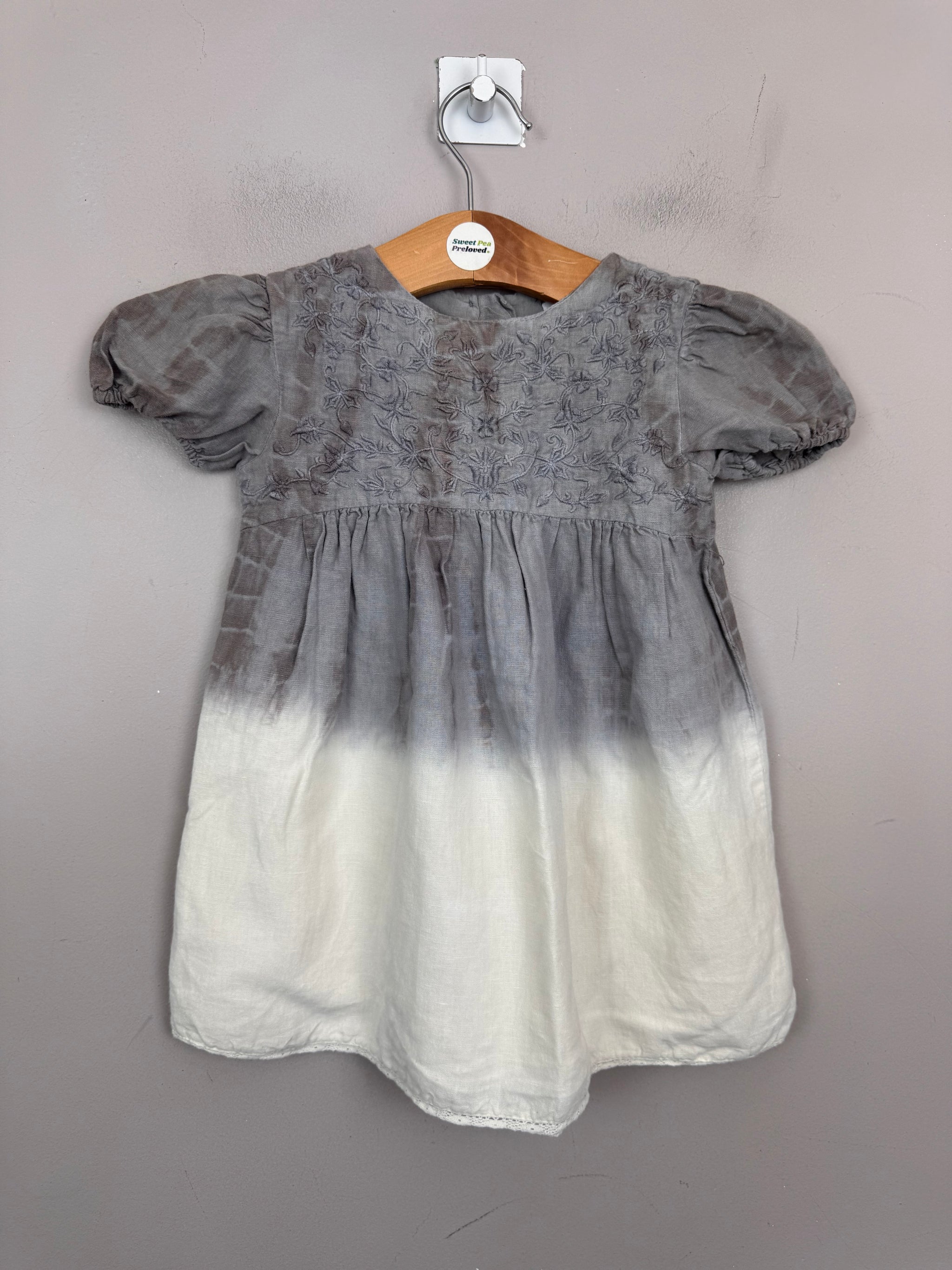 Zara Embroidered dip dye dress 18-24m Sweet Pea Preloved Clothes Zara Embroidered dip dye dress 18-24m Sweet Pea Preloved Clothes