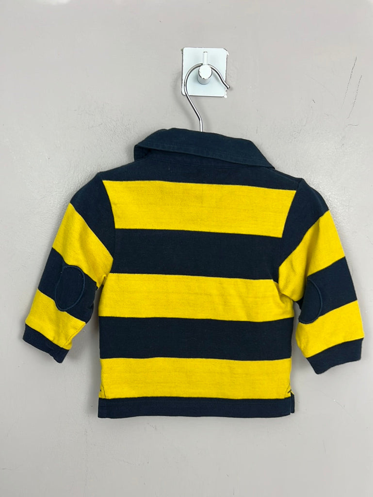 Pre Loved Baby Petit Bateau yellow & navy rugby shirt 3m