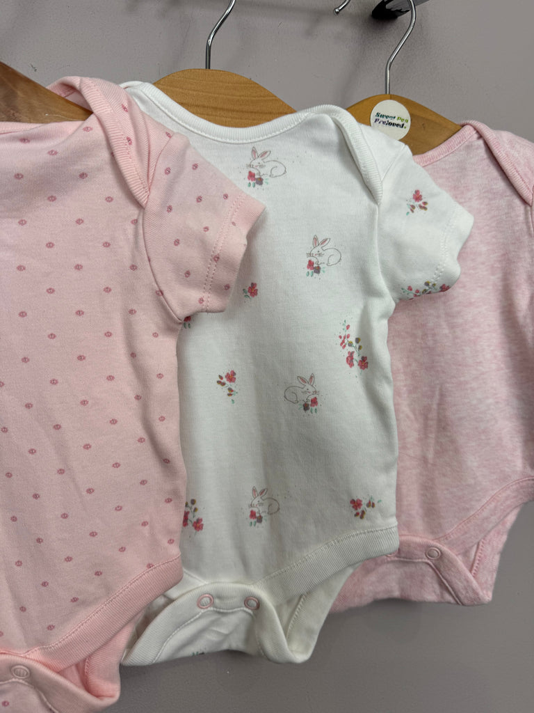 Pre Loved Baby Next pink/white bunny bodysuits Up to 1 month