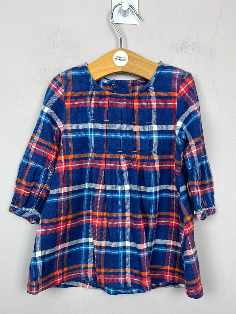 Second hand baby Next bright blue check dress 6-9m