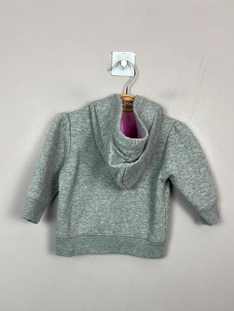 Preloved baby GAP grey/ pink logo zip up hoodie 3-6m