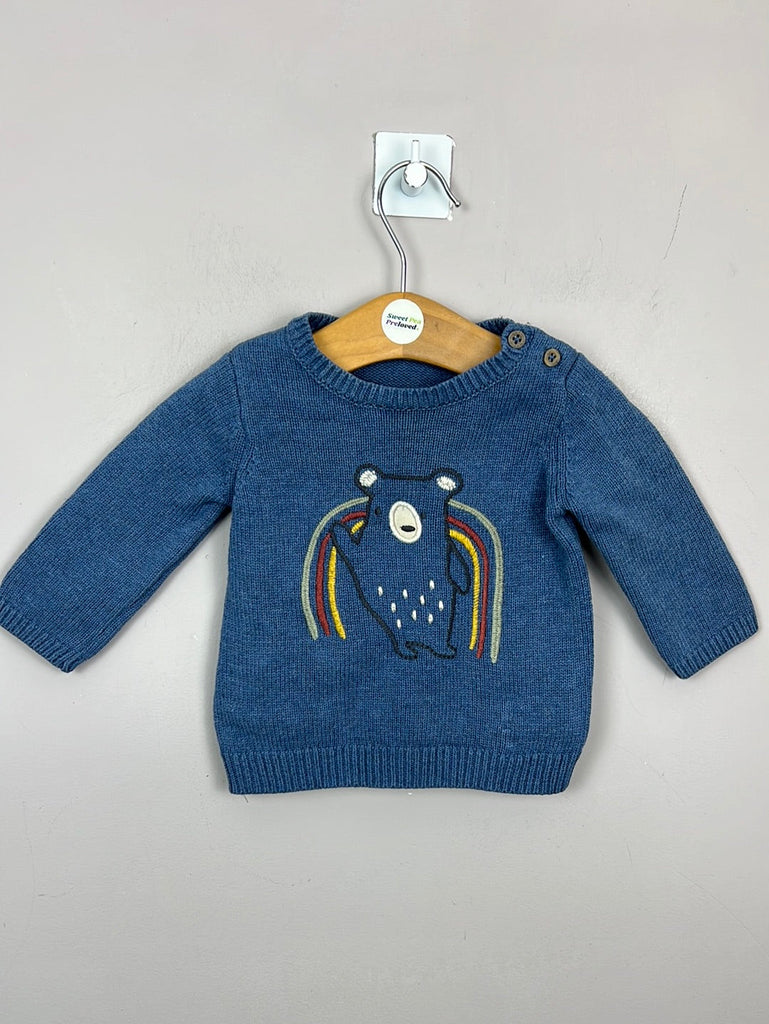Next blue bear embroidered jumper 3-6m - Sweet Pea Preloved