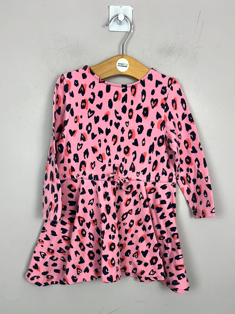 Pre Loved Baby Joules pink leopard jersey dress 1y