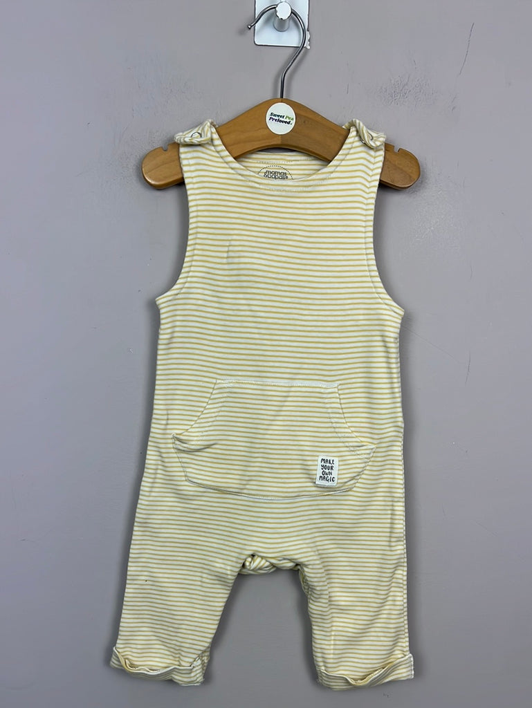 Secondhand baby Mamas & Papas yellow stripe jersey dungarees 3-6m