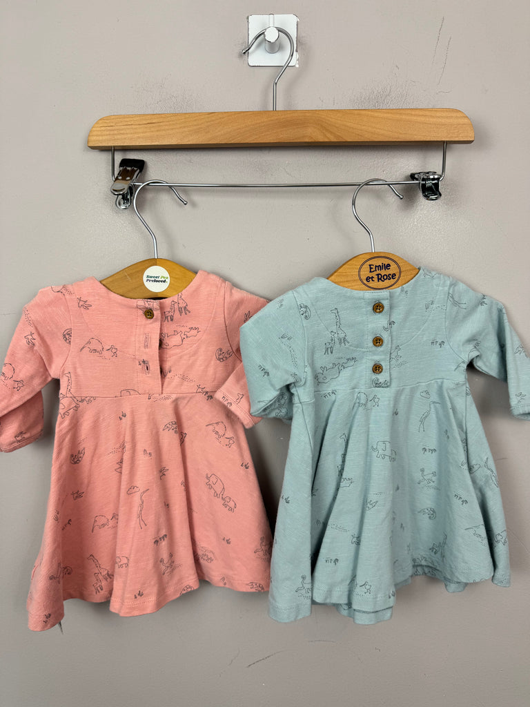 Secondhand baby1m M&S 2 peach & sage jersey dresses