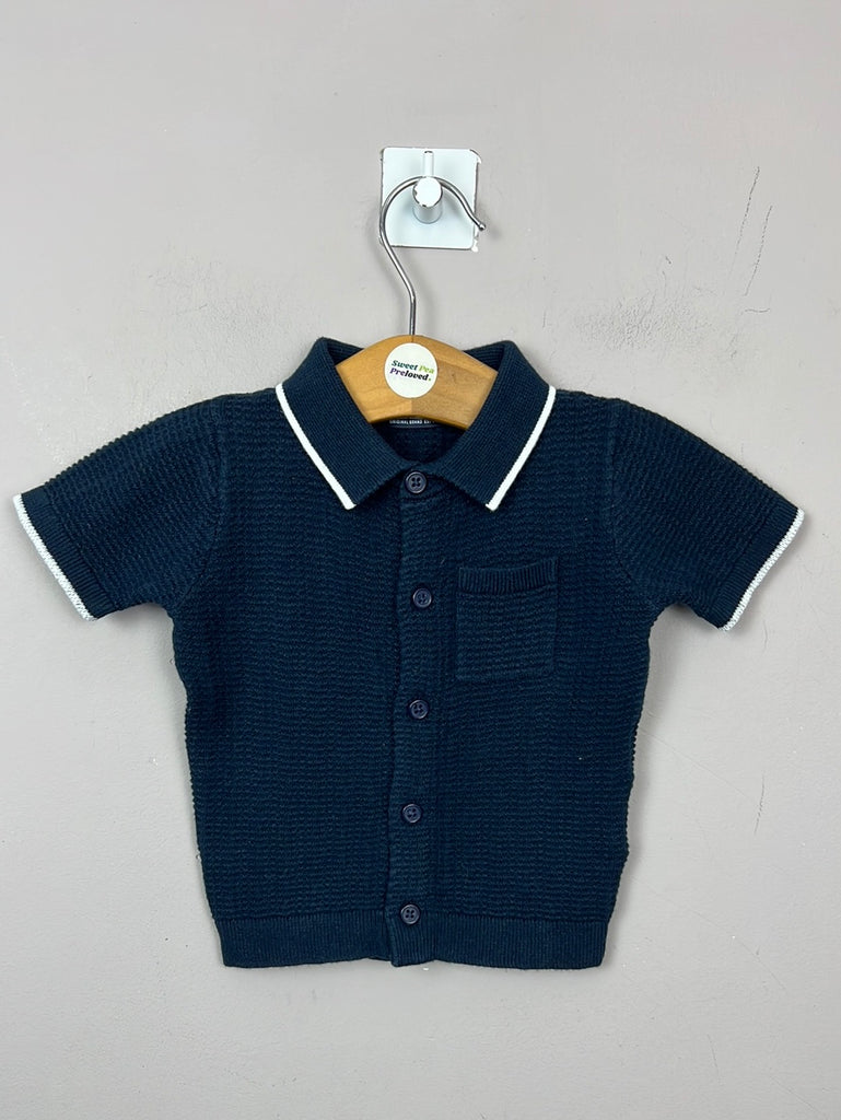 Second hand baby Next navy cotton knit polo 3-6m