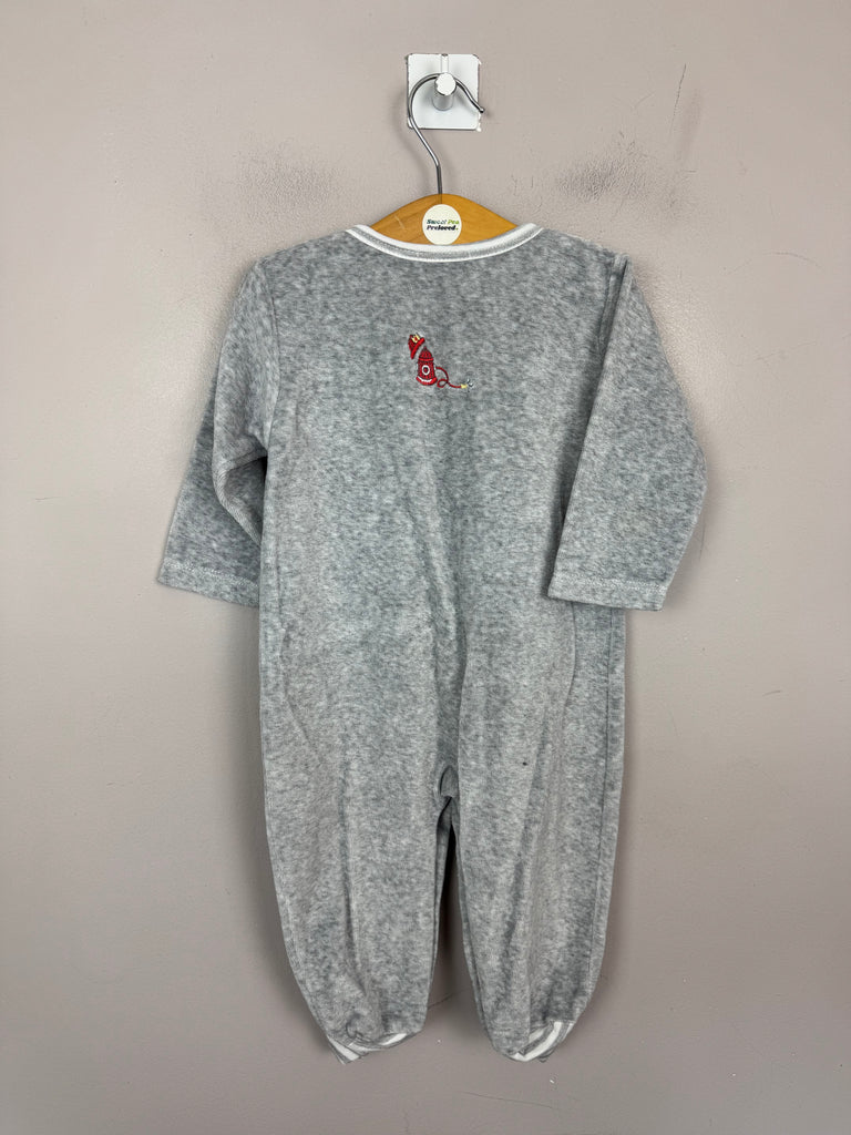 Kissy Kissy Grey Velour Sleepsuit 9m -Sweet Pea Preloved Clothes