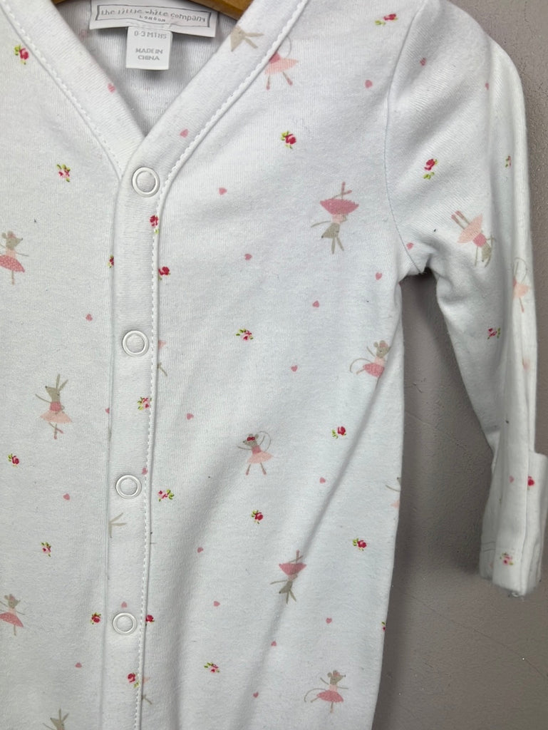 Second Hand Baby Little White Company ballerina mouse footless sleepsuit 0-3m