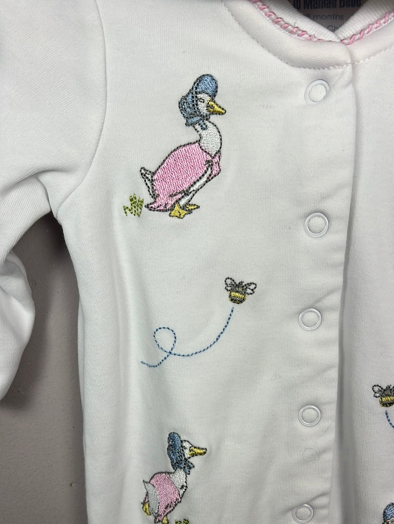 Secondhand baby Jojo Maman Bebe Pink Jemima puddle duck sleepsuit with hat 0-3m