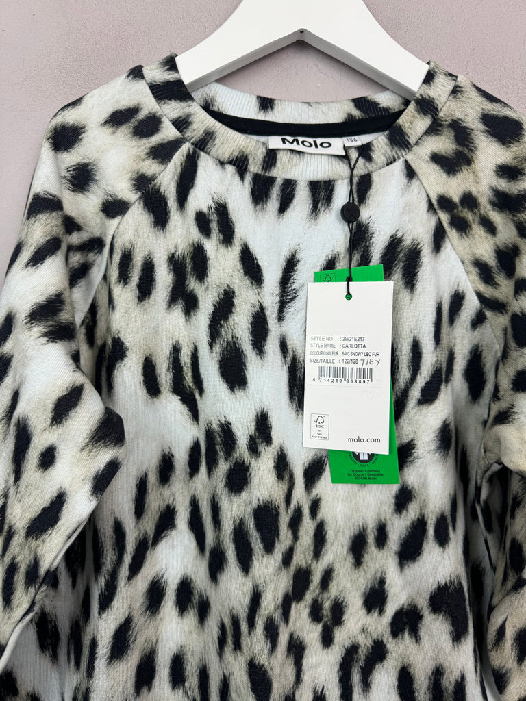 Kids Molo Snow Leopard Sweatshirt Dress 7-8y BNWT