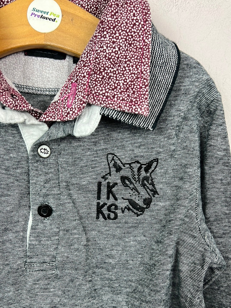 pre Loved Designer Kids IKKS wolf polo shirt with double collar 5y