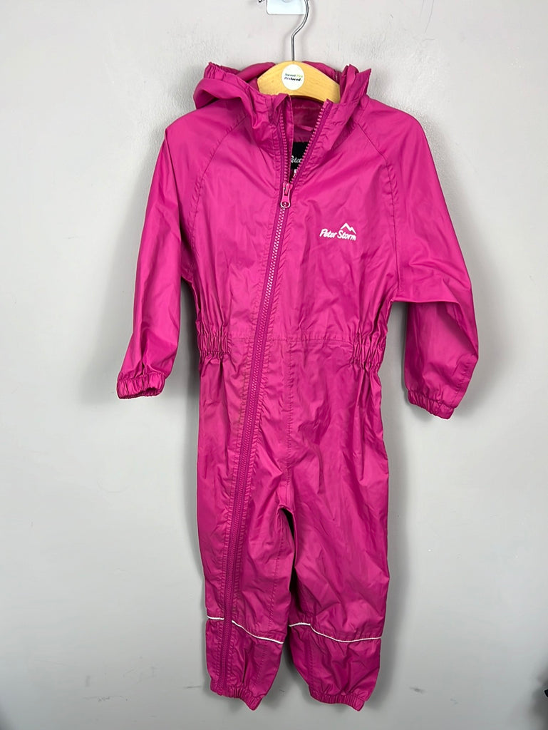 Pre loved Peter Storm Pink Puddle suit 2-3y