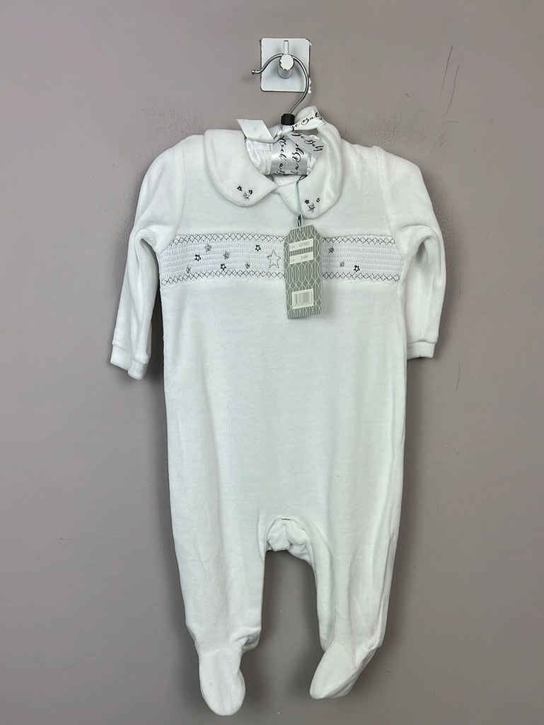 Rock a bye Baby White Star, Smocked All In One 3-6m