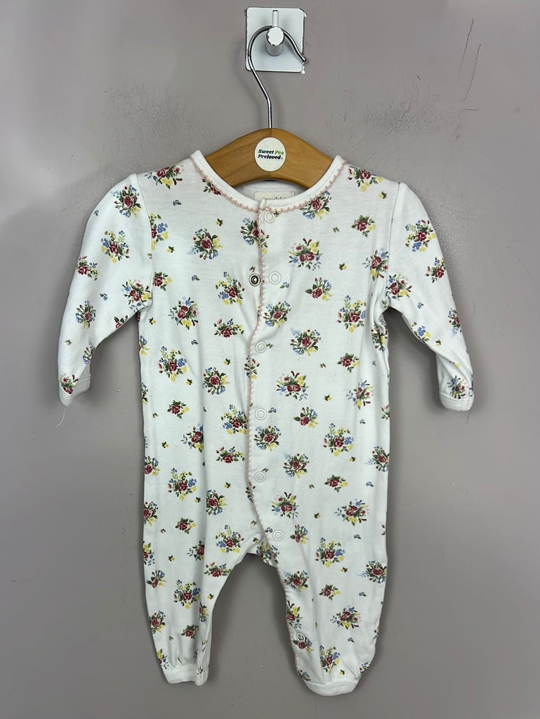 SEcondhand baby Newbie white floral footless sleepsuit 2-4m