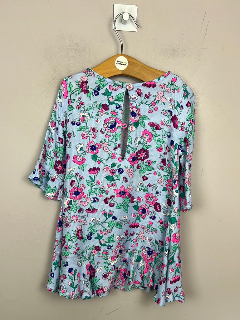 Joules blue floral floaty dress 1y