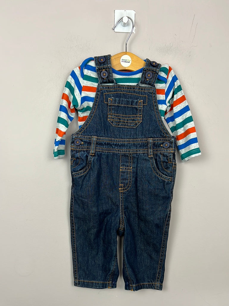 Secondhand baby M&S Dark wash denim dungarees set 3-6m