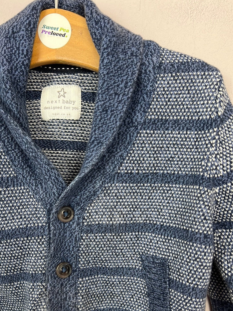 Pre Loved Baby Next blue stripe shawl collar cardigan 3-6m