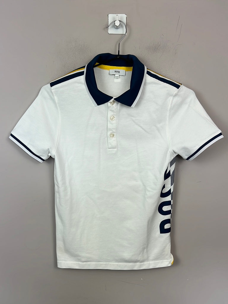 Hugo Boss White Polo with Navy Collar 12y - Sweet Pea Preloved