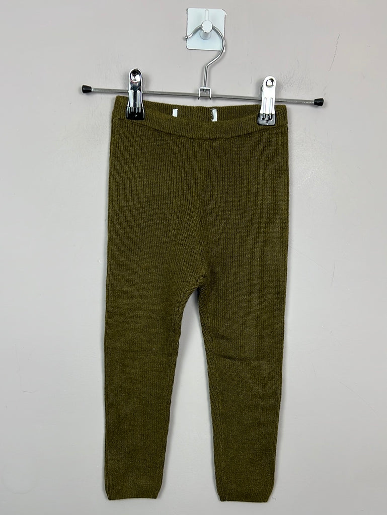 Second hand kids Zara Knit leggings olive 4-5y New