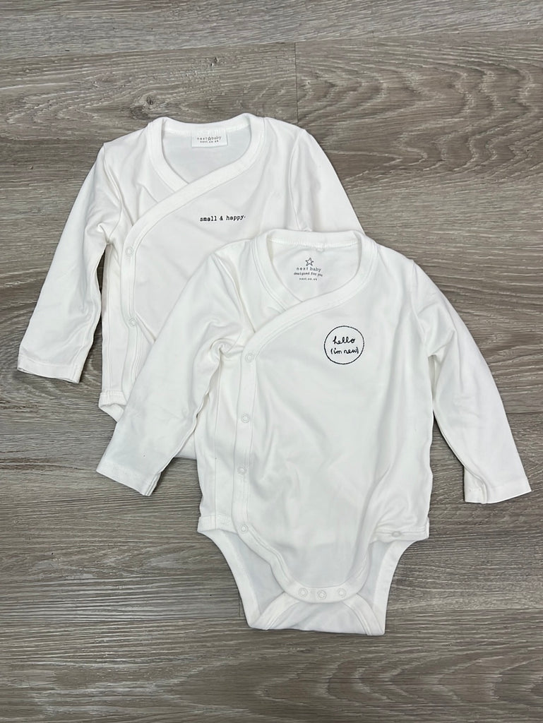 Preloved baby Next White Kimono Style Bodysuits 3-6m