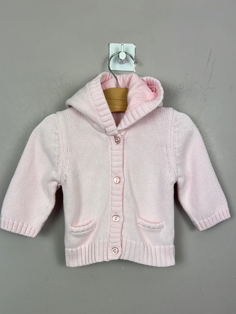 Preloved baby M&S pale pink hooded cardigan 3-6m