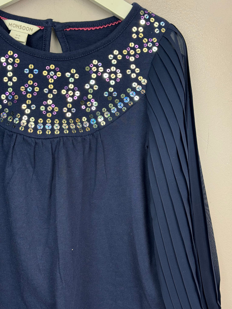 Monsoon Navy Sequin top 5-6y - Sweet Pea Preloved