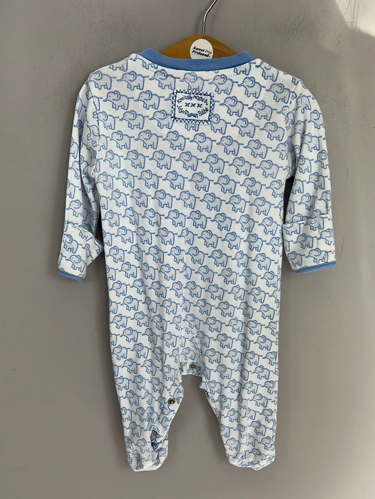 Jojo Maman Bebe blue elephant sleepsuit 0-3m - Sweet Pea Preloved