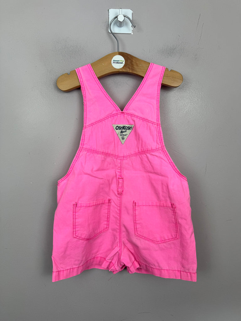 Secondhand Baby Oshkosh neon pink short dungarees 12m