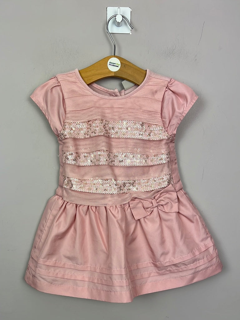 Second hand baby Next pink taffeta sequin party dress 9-12m