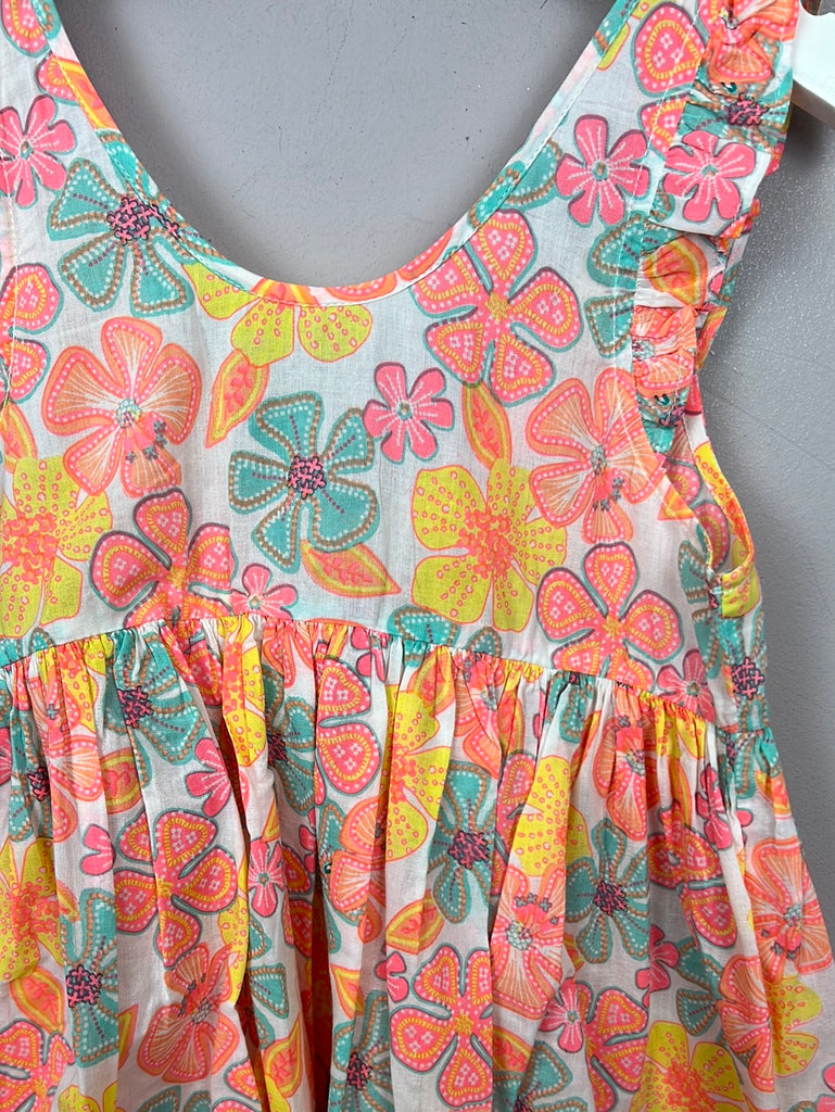 Secondhand girls Sun UVA Neon funky floral dress 