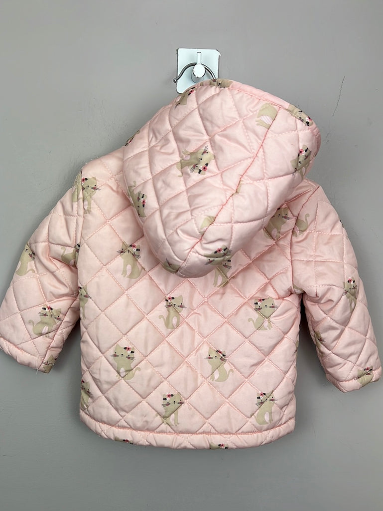 Bluezoo pink kitten quilted jacket 3-6m