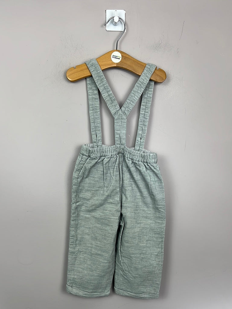 Pre Loved John Lewis Heirloom grey cord trousers with braces 9-12m