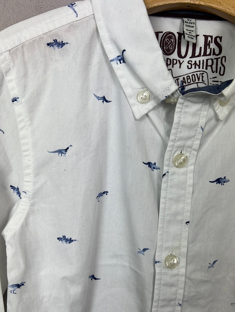 Joules White Dino Print Shirt 5y