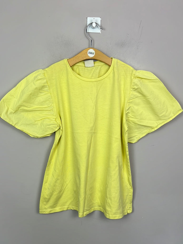 Pre Loved Kids Zara Yellow Puff Sleeve T-shirt 12y